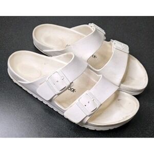 Birkenstock Arizona Essentials Slide Sandal White Buckle Woman 40/9 Beach Pool